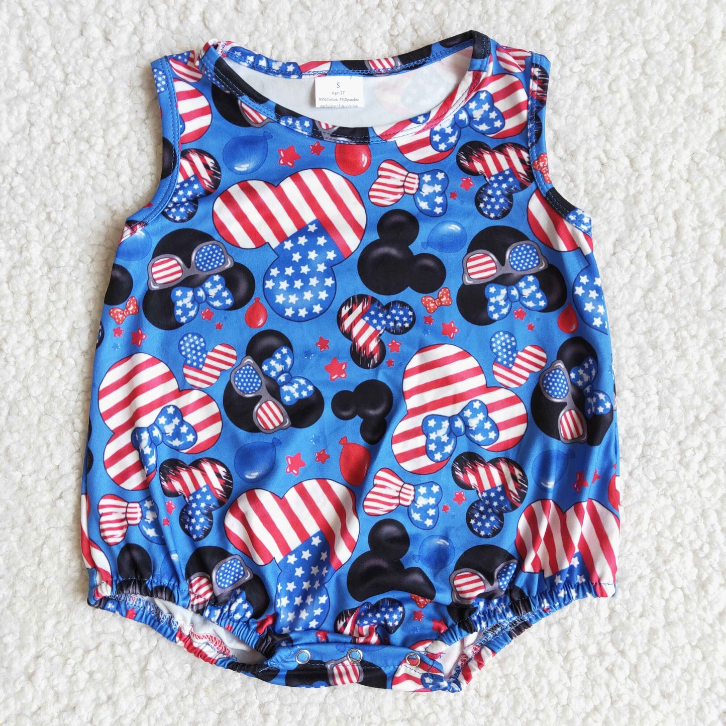 4th Of July Sleeveless Romper