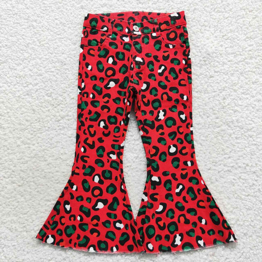 P0229 Colorful Leopard Red Girls Denim Jeans