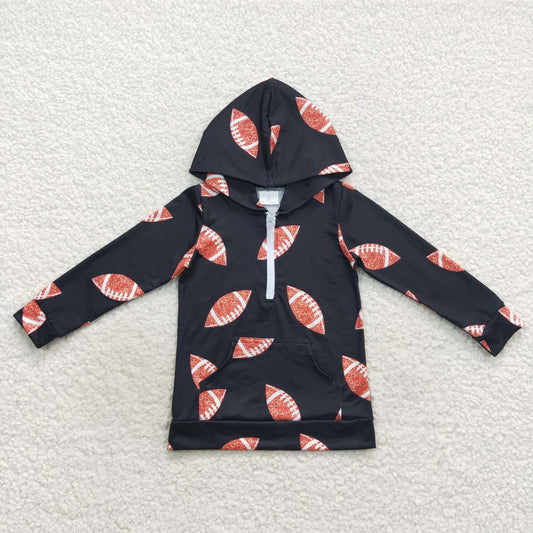 BT0302 Football black pocket long sleeve hoodie kids top
