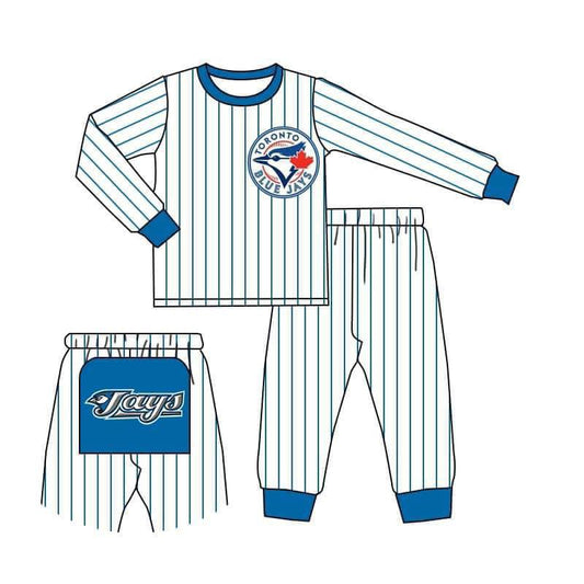 custom S 8.23 blue long sleeve pants kids set
