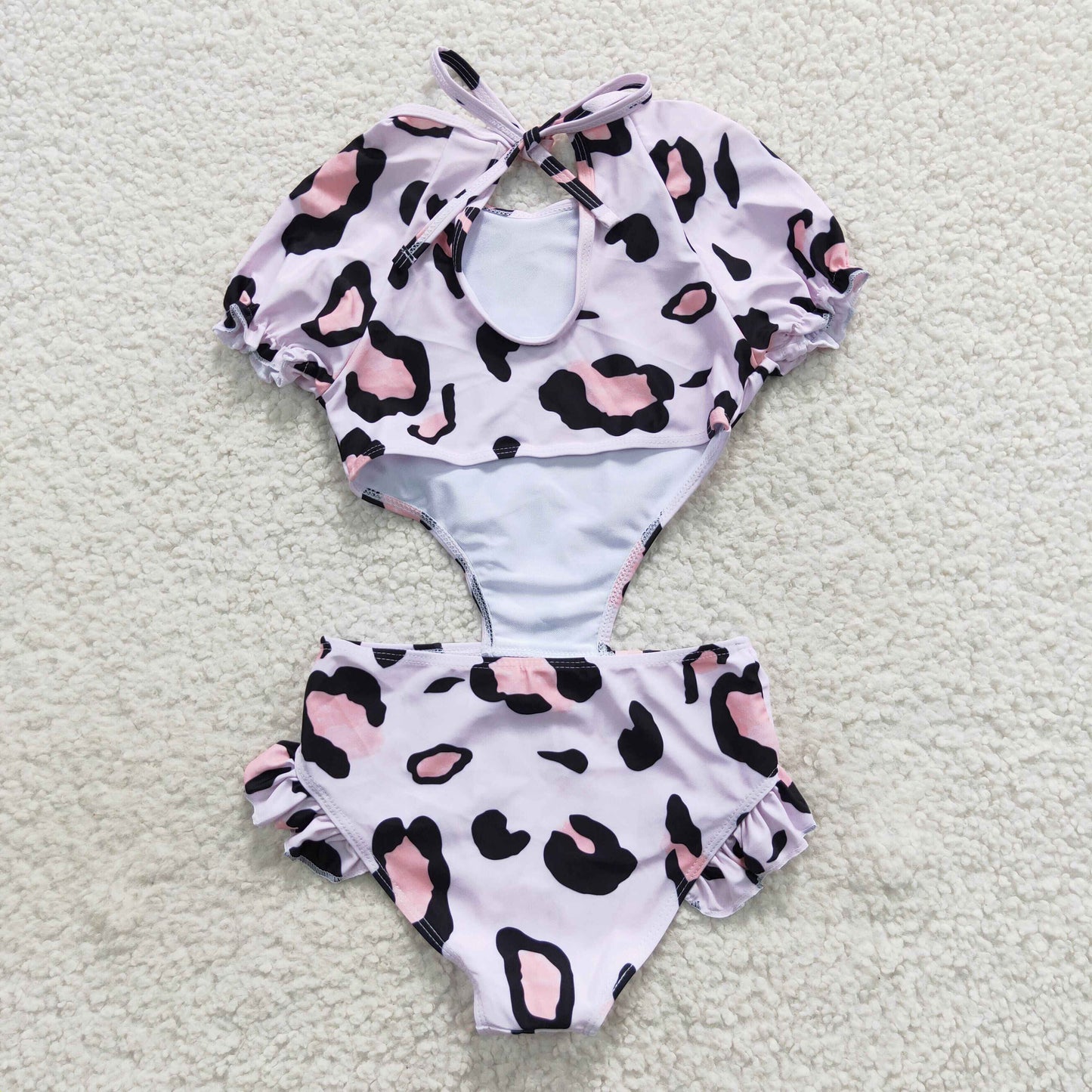 S0152  Pink leopard girls swimsuits