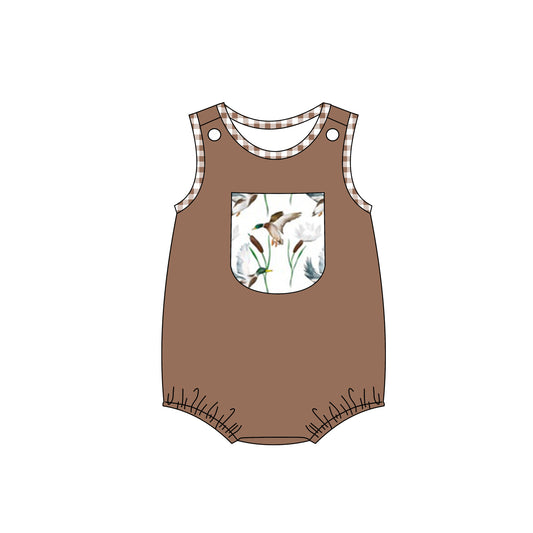 custom S mallard duck brown sleeveless boys romper