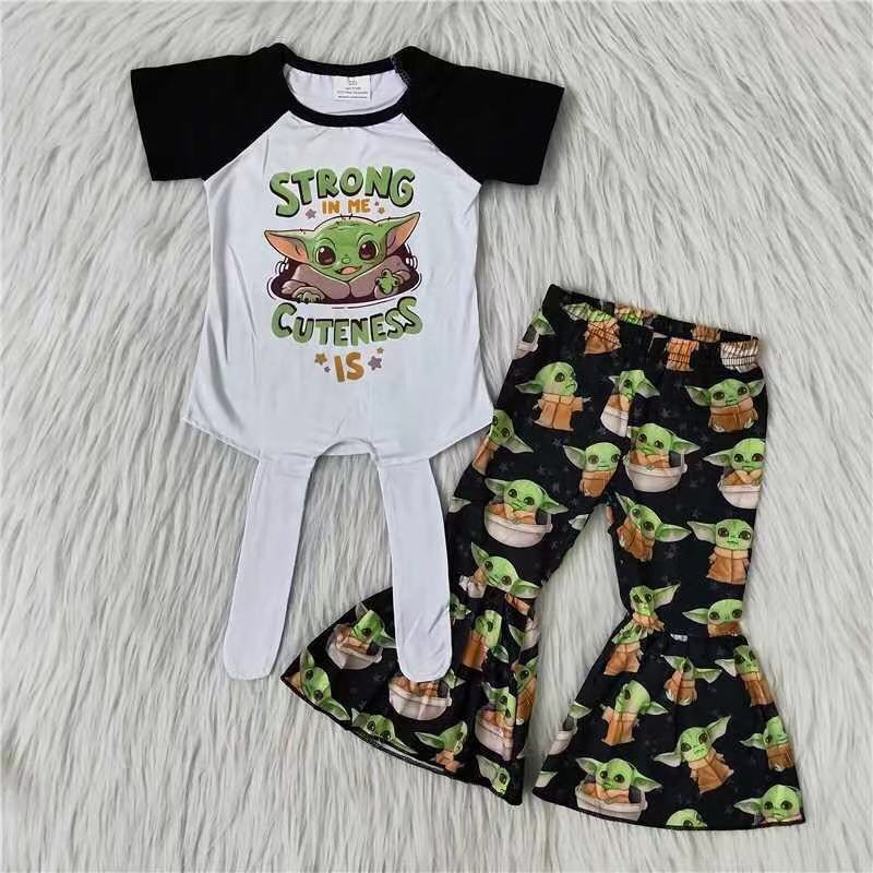 E1-2 Strong Cartoon Baby Girls Cute Band Top Outfits