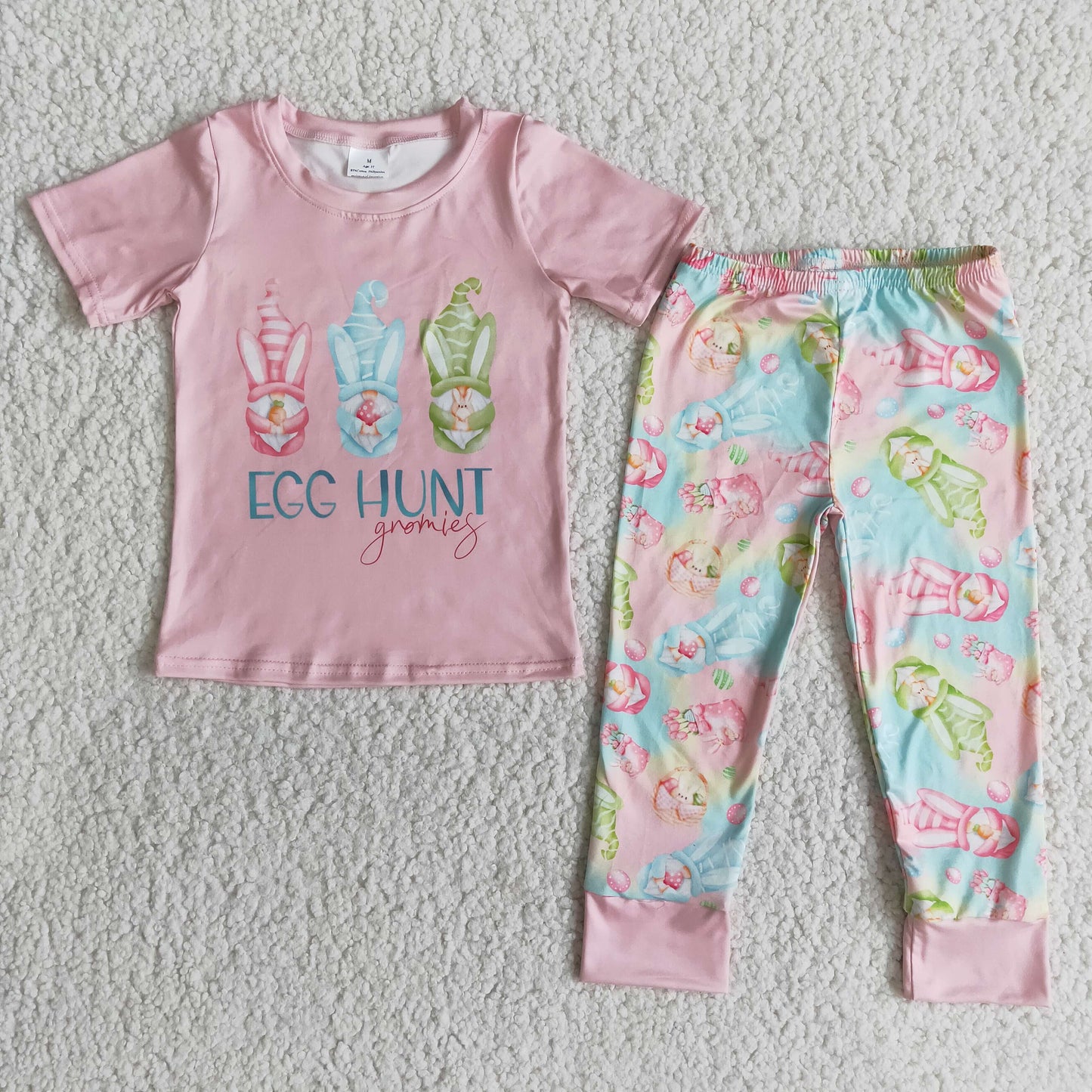 E11-28 Easter Pink Egg Hunt Kids Outfits