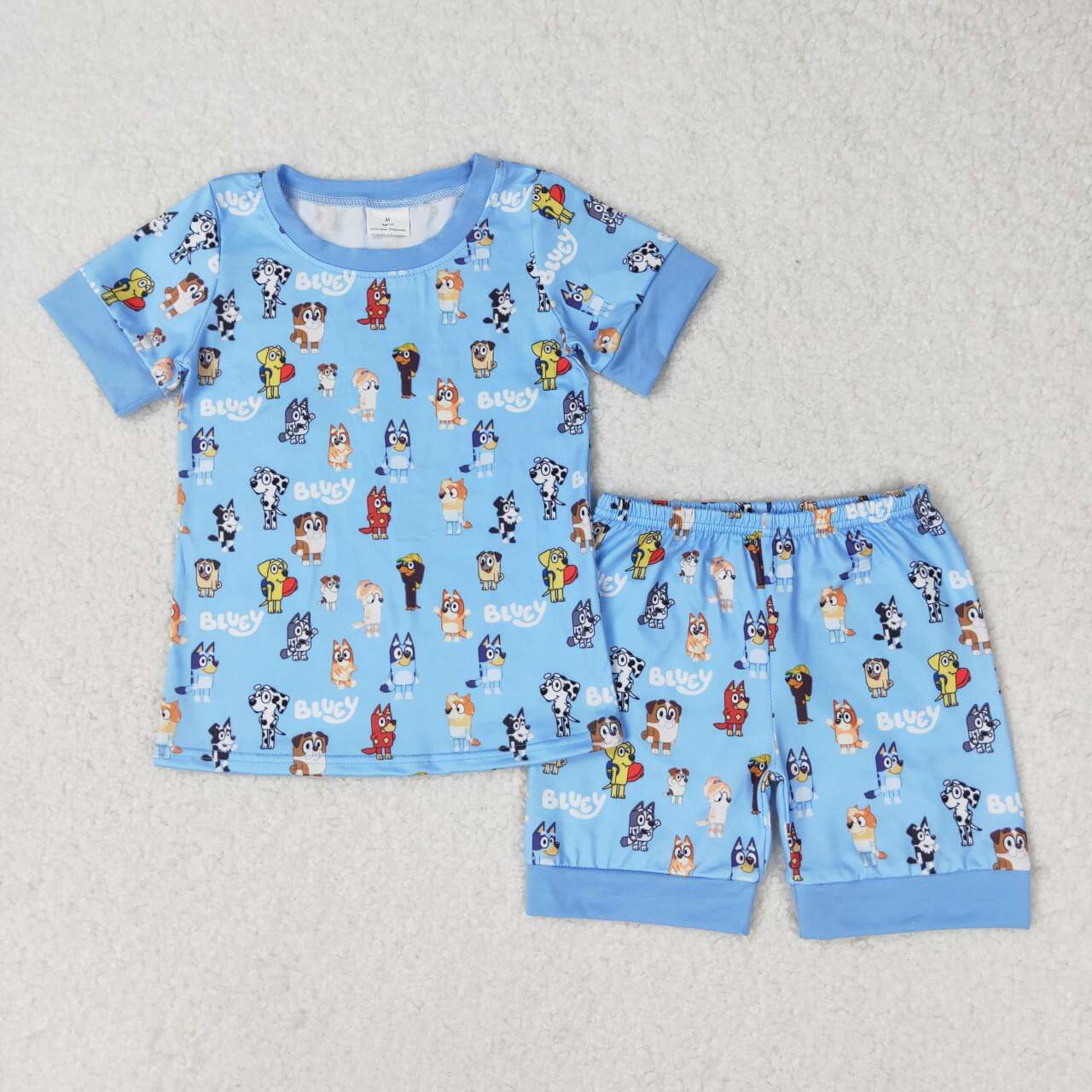 BSSO0853 cartoon blue dog orange dog blue short sleeve shorts boys pajamas