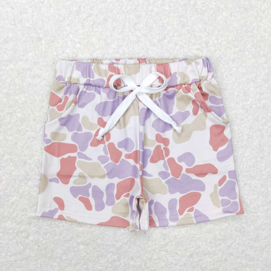SS0142 Pink camo girls milk silk shorts