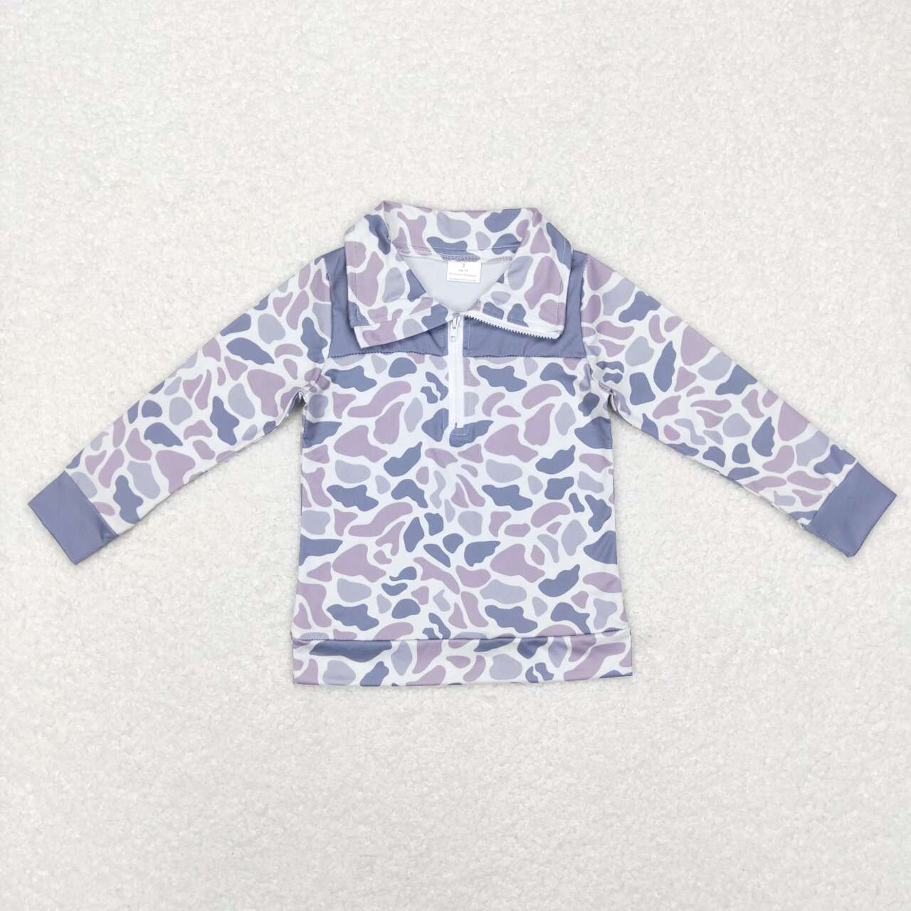 BT0467 Camo grey long sleeve boys zipper pullover