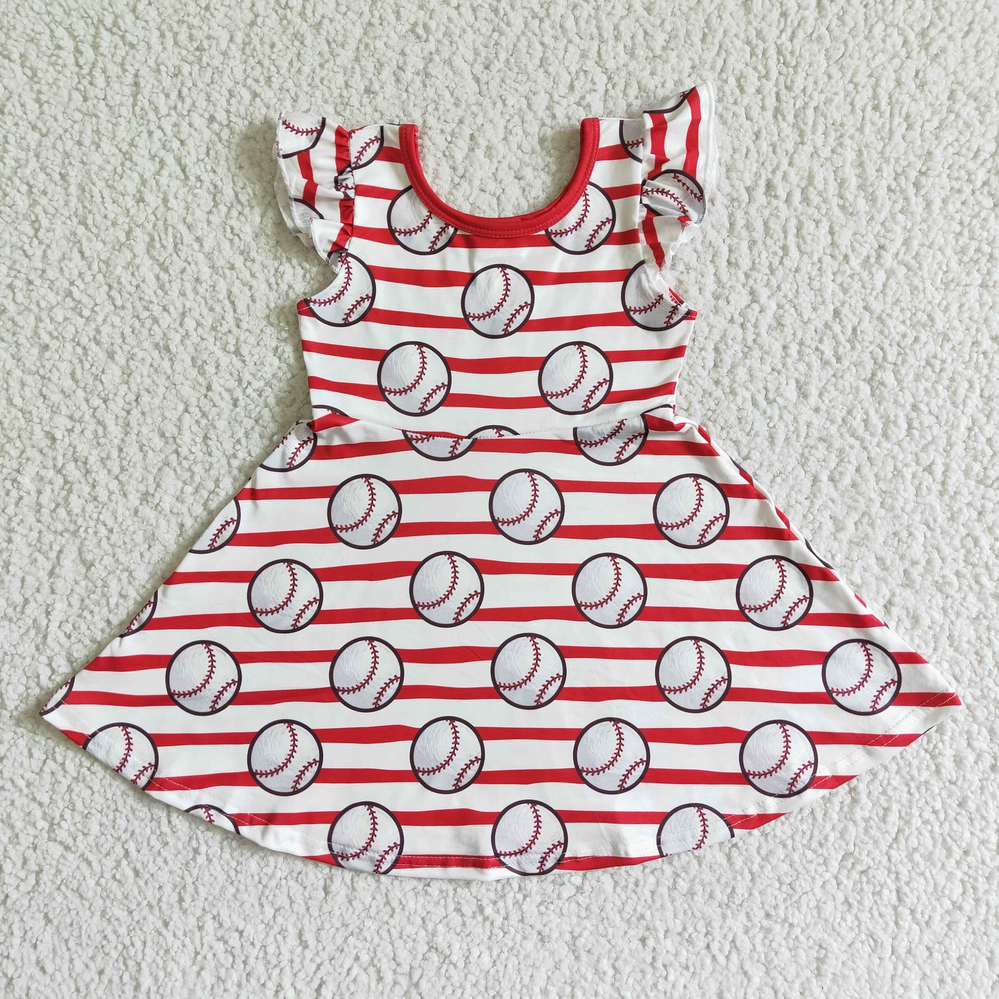 GSD0083 Baseball Baby Girls Twirl Dress