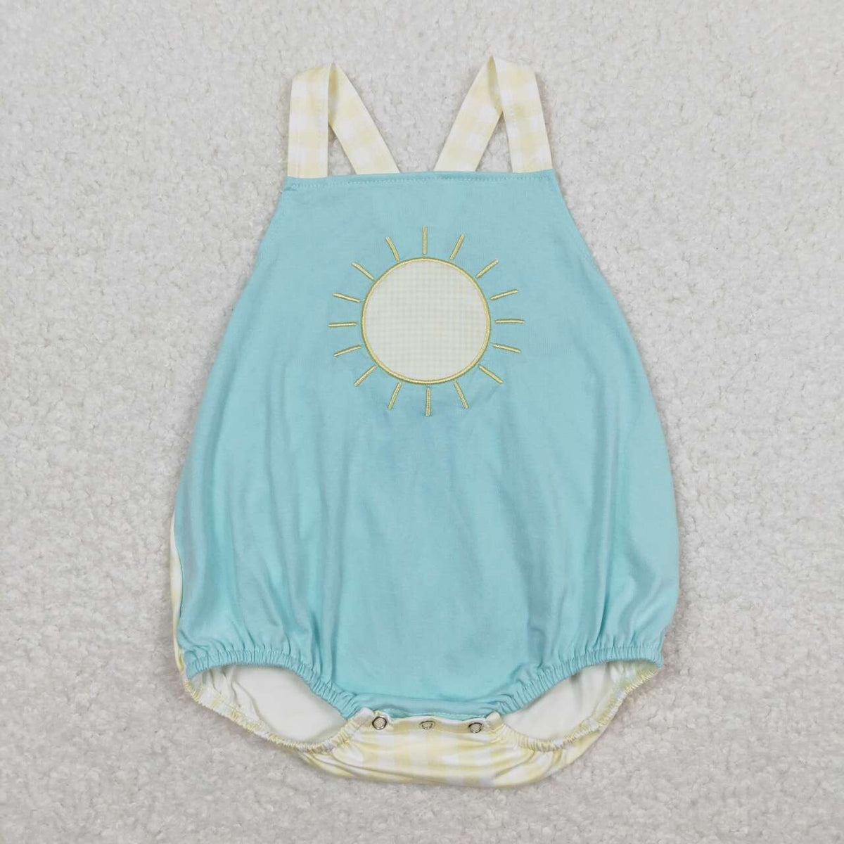 SR1072 embroidery Sun Cyan yellow sleeveless boys romper