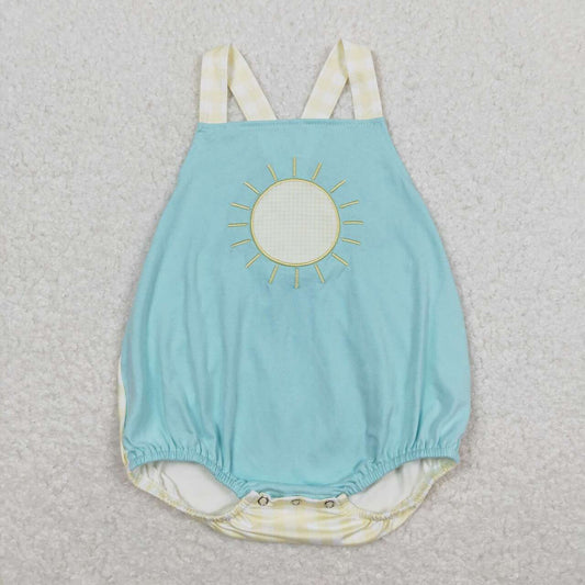 SR1072 embroidery Sun Cyan yellow sleeveless boys romper