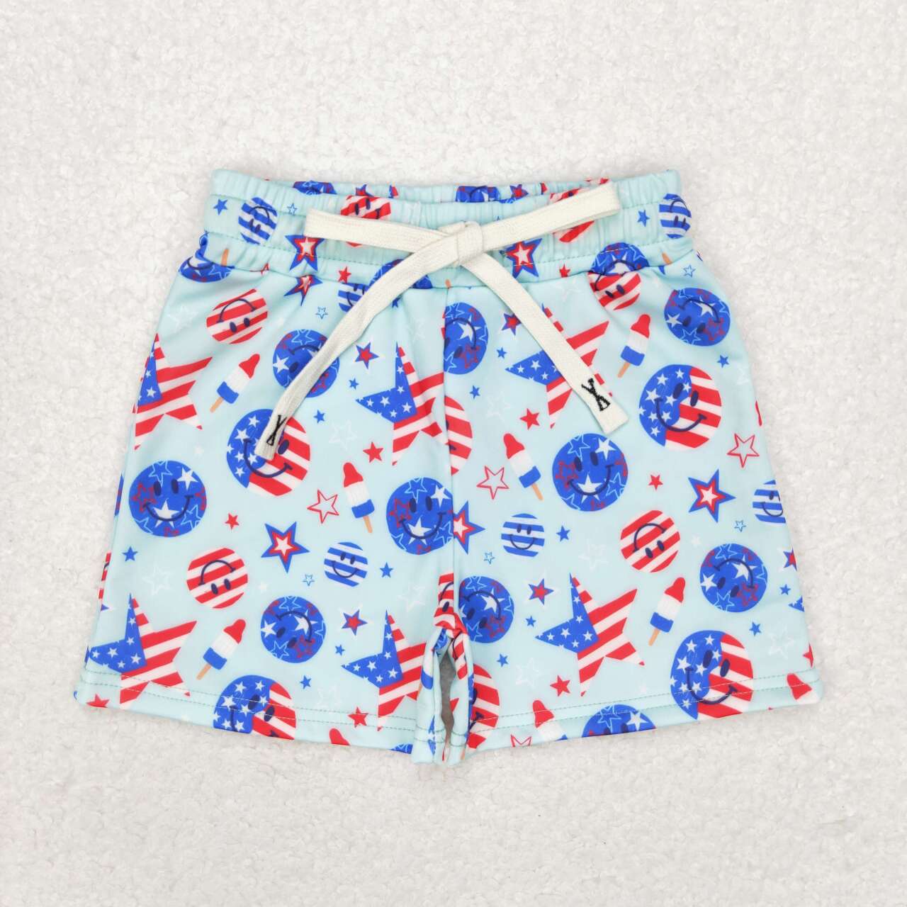 S0434 July 4th Star smile red blue boys swimming trunk