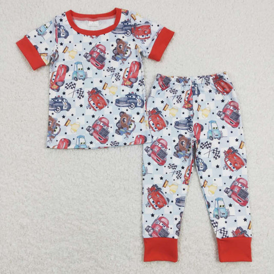 BSPO0315 Cartoon Car Toy Red Short Sleeve Pants Boys Pajamas