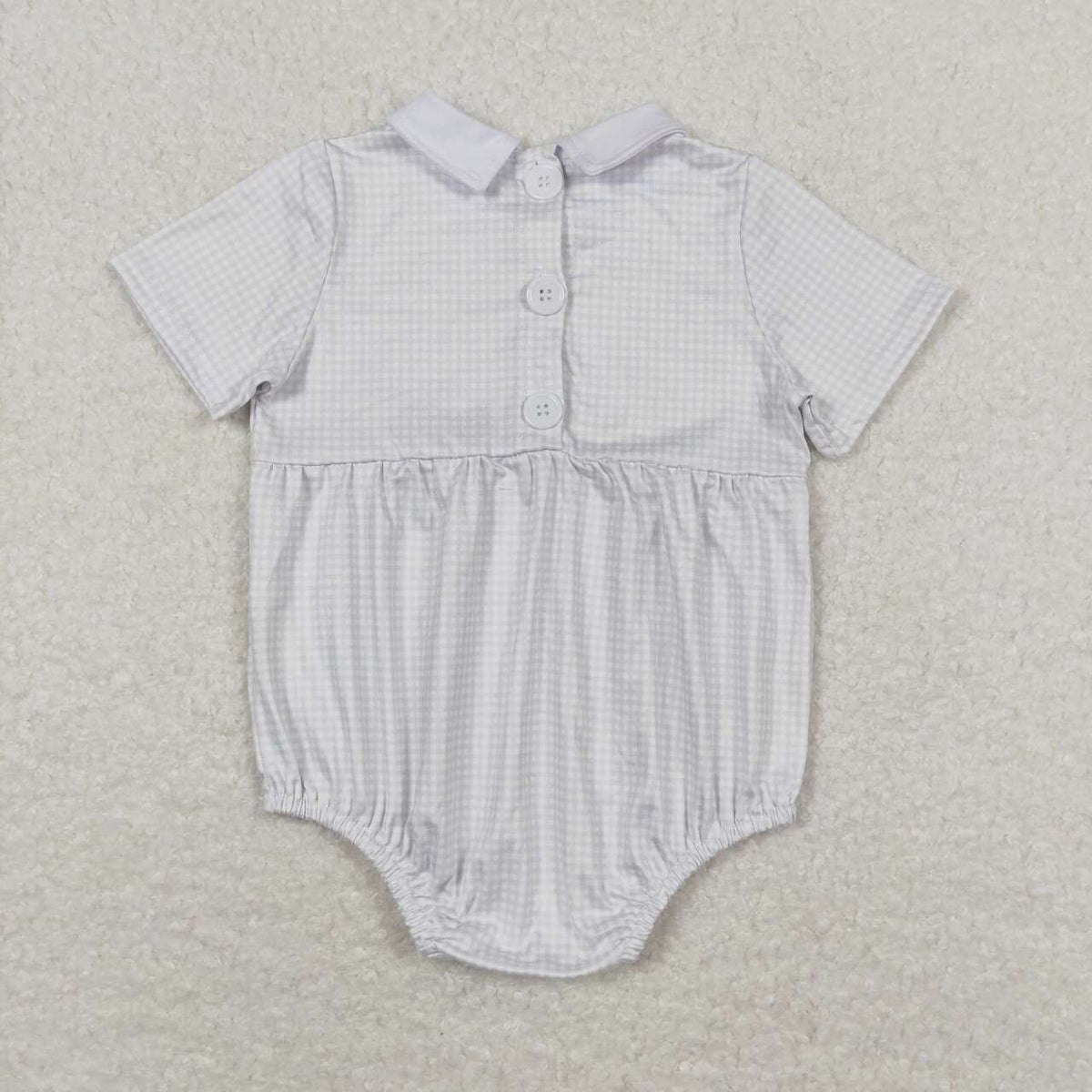 SR0598 Grey checkered short sleeve girls romper