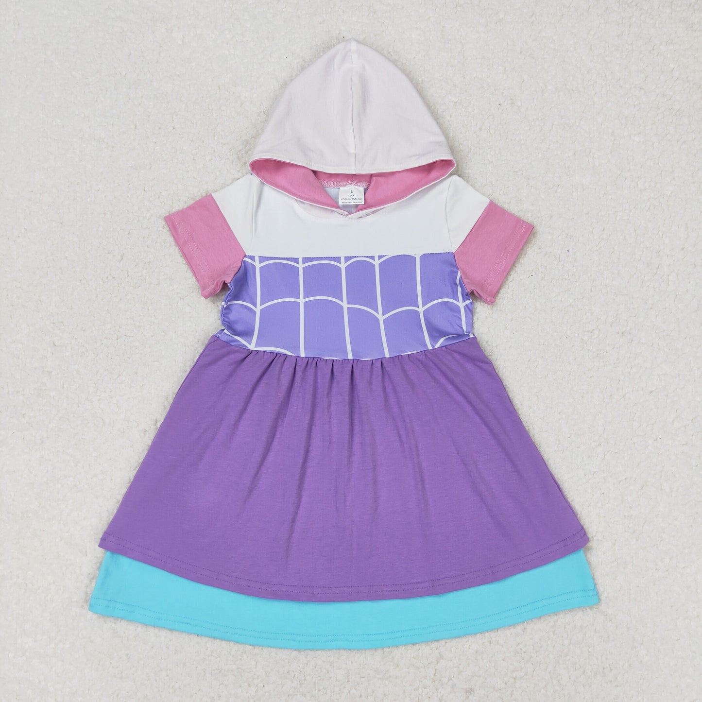 GSD0996 Princess purple short sleeve girls hoodie dress