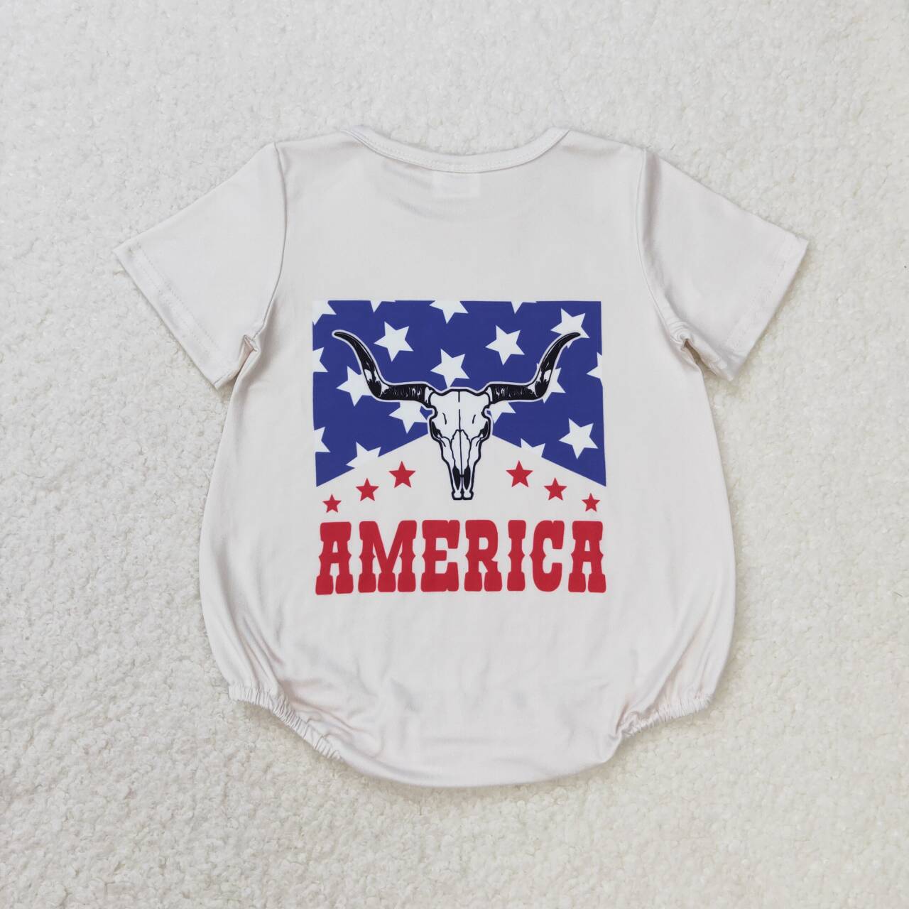 SR0962 July 4th America Cow Star Short Sleeve Kids Romper