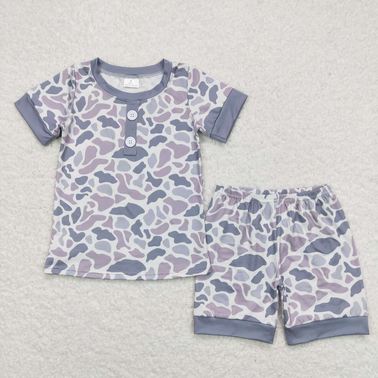 BSSO0605 Grey camo short sleeve shorts boys pajamas