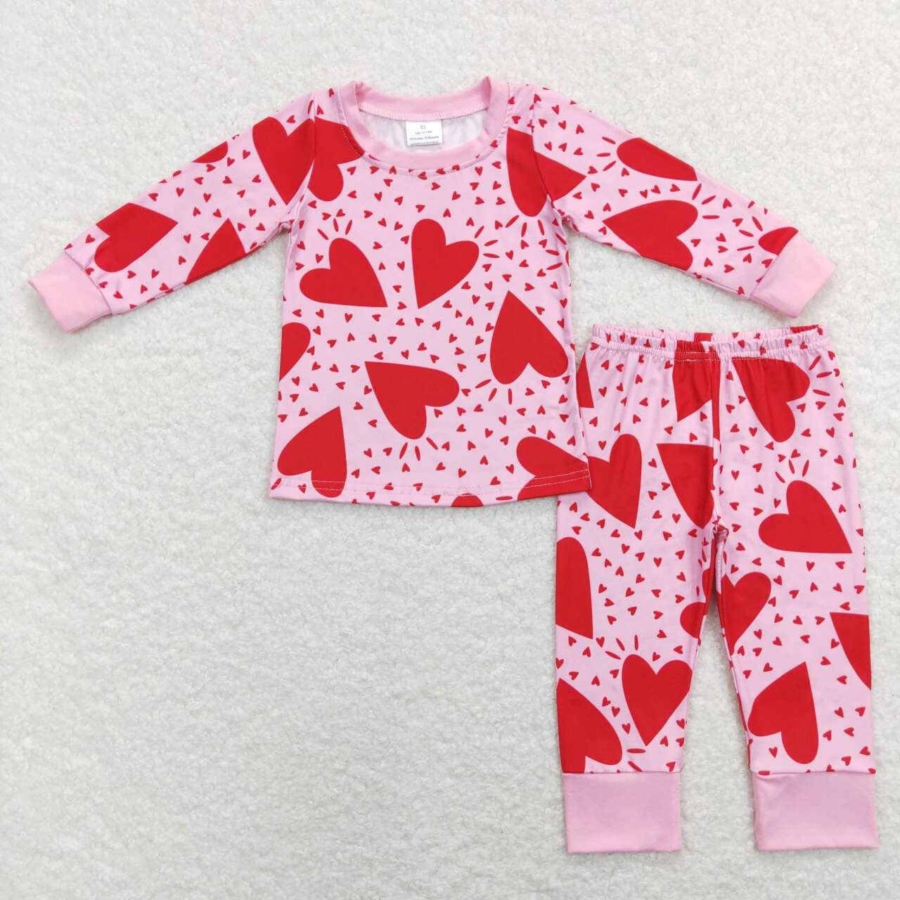 GLP1038 Valentine's Day red heart pink dot long sleeve pants girls pajamas