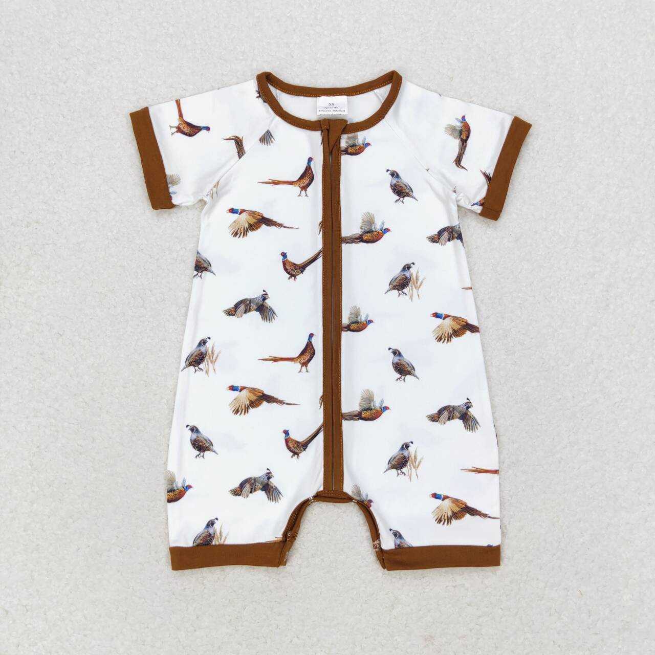 SR1657 wild bird short sleeve boys zipper romper