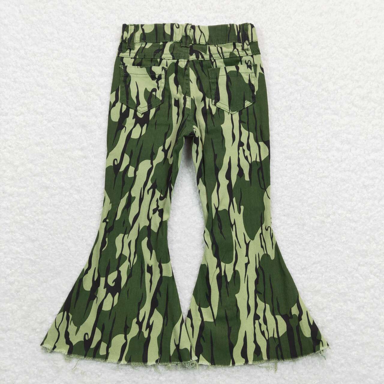 P0372 Green camo girls denim pants