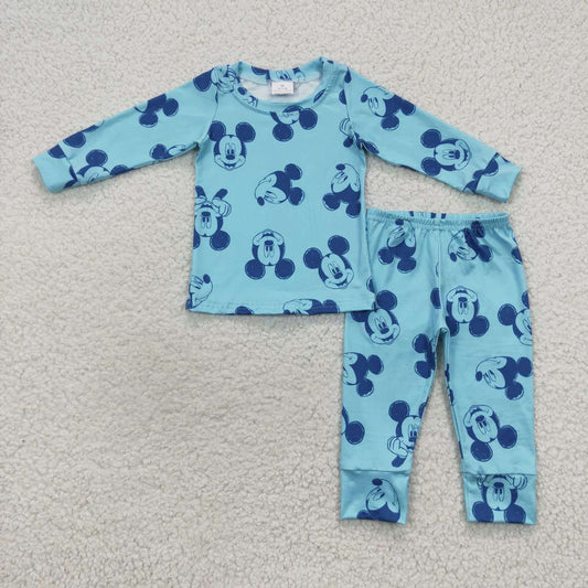 BLP0233 Cartoon Blue Long Sleeve Pants Boys Pajamas