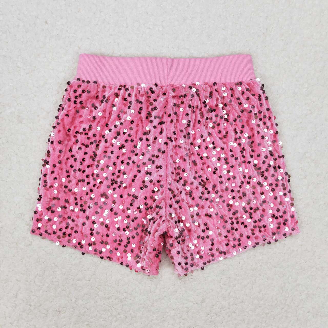 SS0350 pink sequin girls shorts