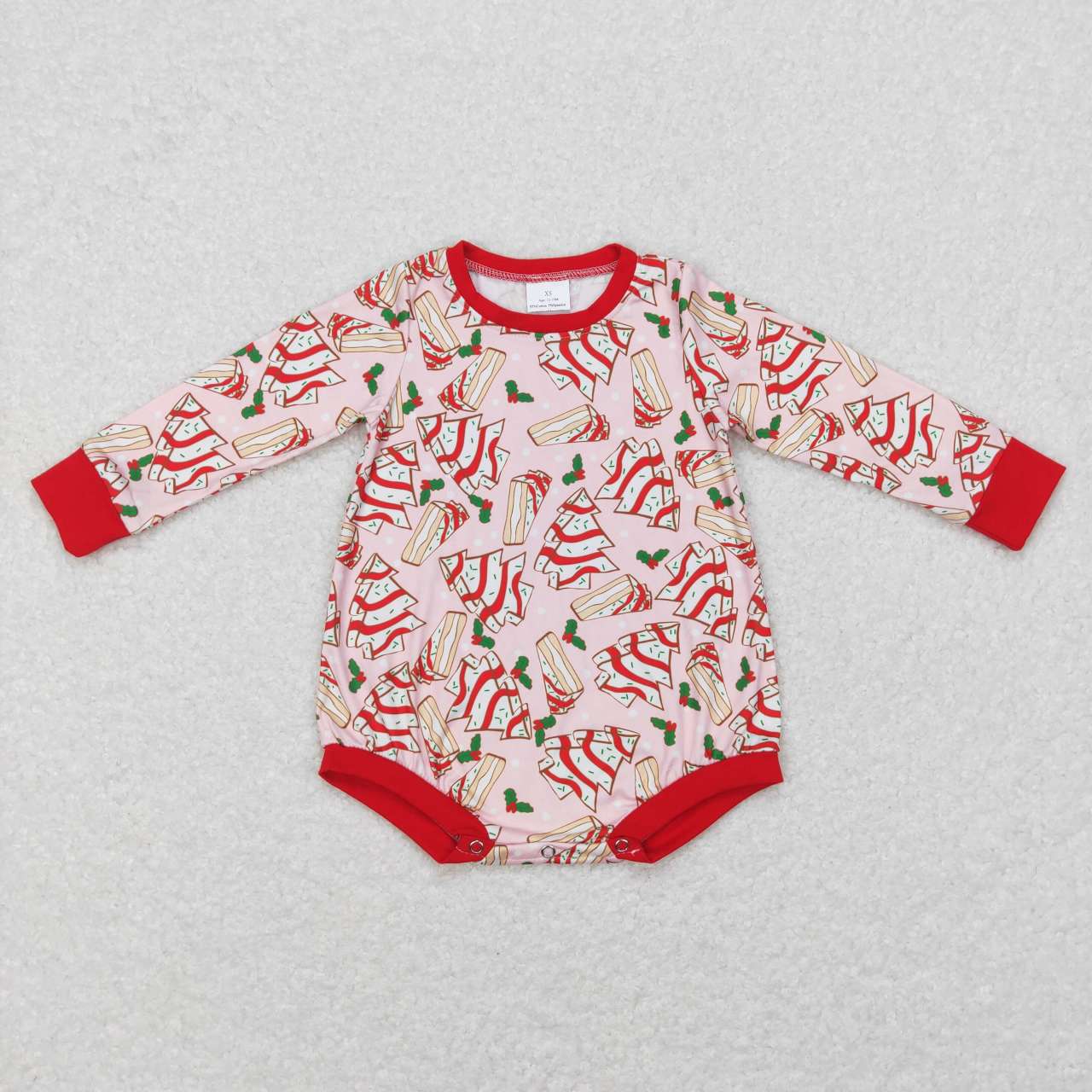 LR0284 Christmas Its is the season cake long sleeve girls romper