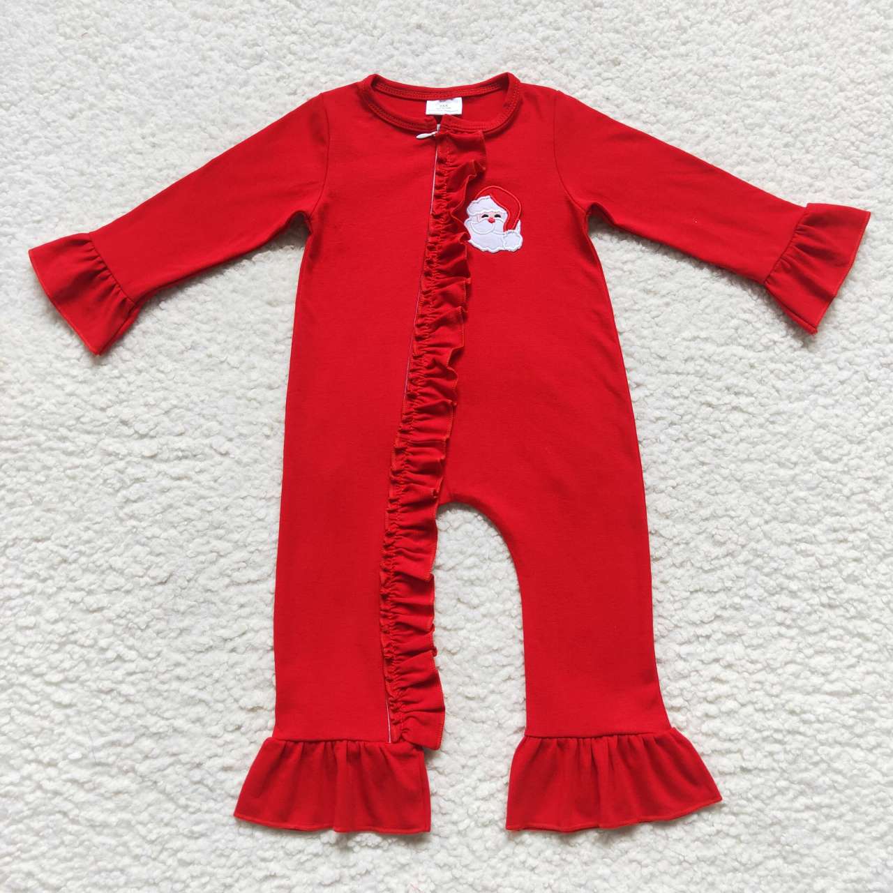 LR0599 Christmas Santa Claus red long sleeve girls romper