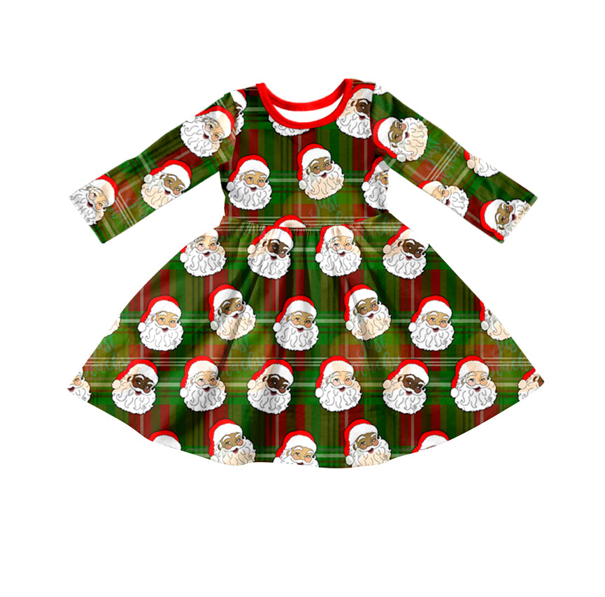 preorder GLD0410 Christmas Santa Claus green girls dress