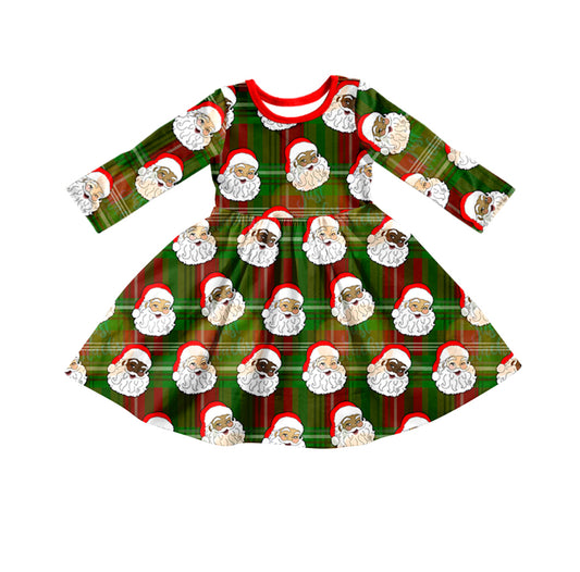 preorder GLD0410 Christmas Santa Claus green girls dress