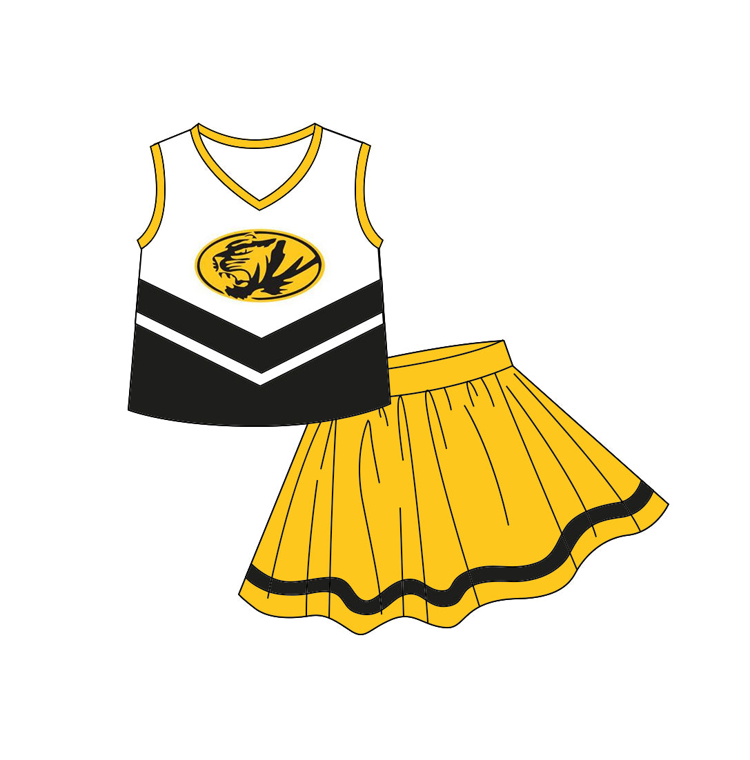 custom S 9.2 Yellow sleeveless cheerleader dress