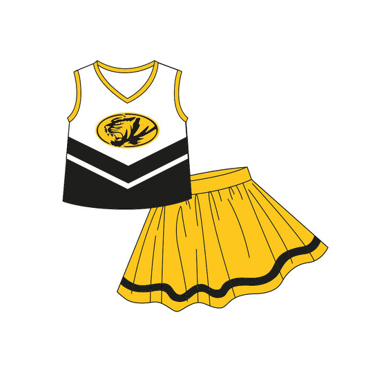custom S 9.2 Yellow sleeveless cheerleader dress