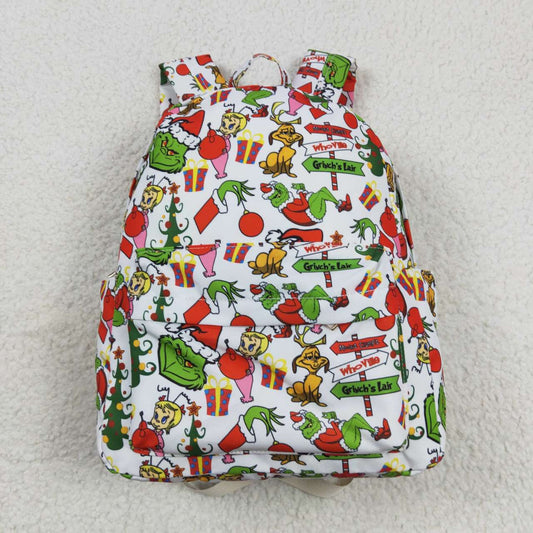 BA0138 Christmas green face frog kids bag