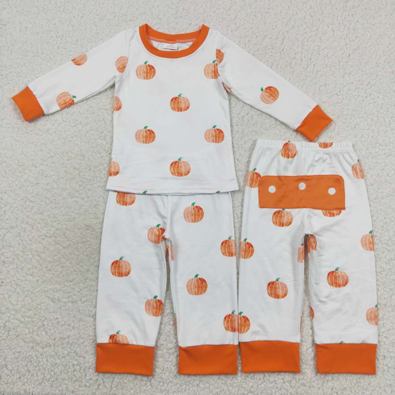 BLP0297 Pumpkin white long sleeve pants boys pajamas