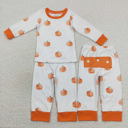 BLP0297 Pumpkin white long sleeve pants boys pajamas