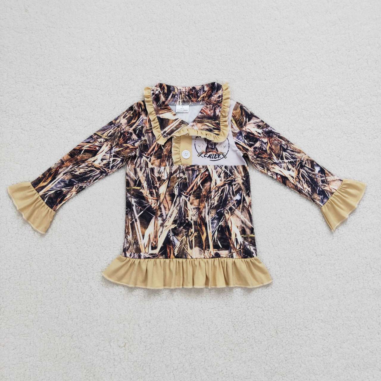 GT0313 Hunt camo tree branch dog long sleeve girls top