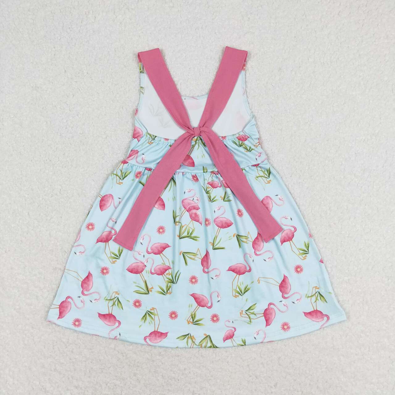 GSD0693 Baby Girl Flamingo Pink Sleeveless Girls Bow Dress Kids Summer Clothes