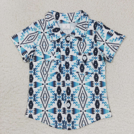 BT0316 Aztec whit short sleeve boys shirt