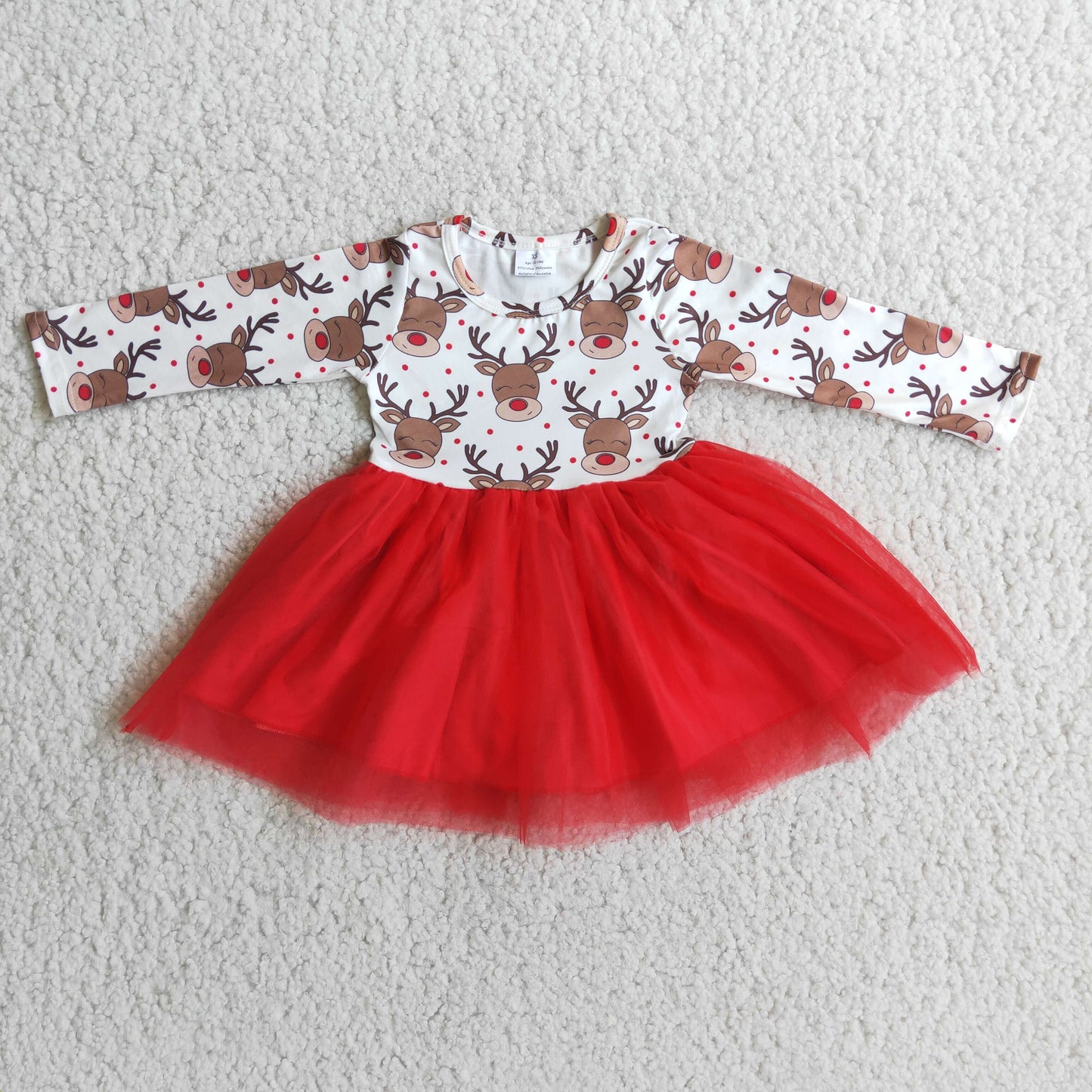 6 A4-20 Christmas Deer Print Tutu Dress