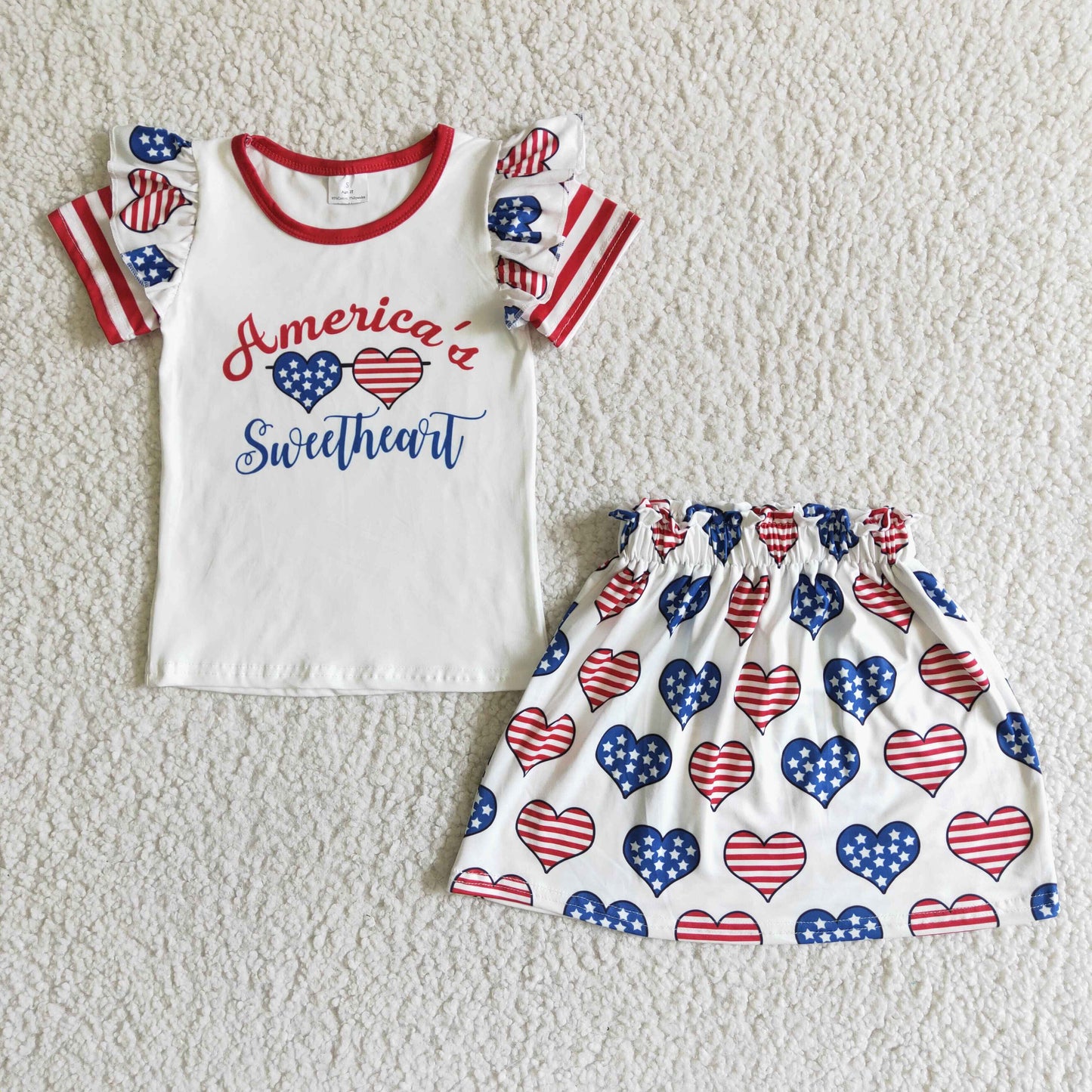 GSSO0051 4th Of July Baby Girls Skirts Set