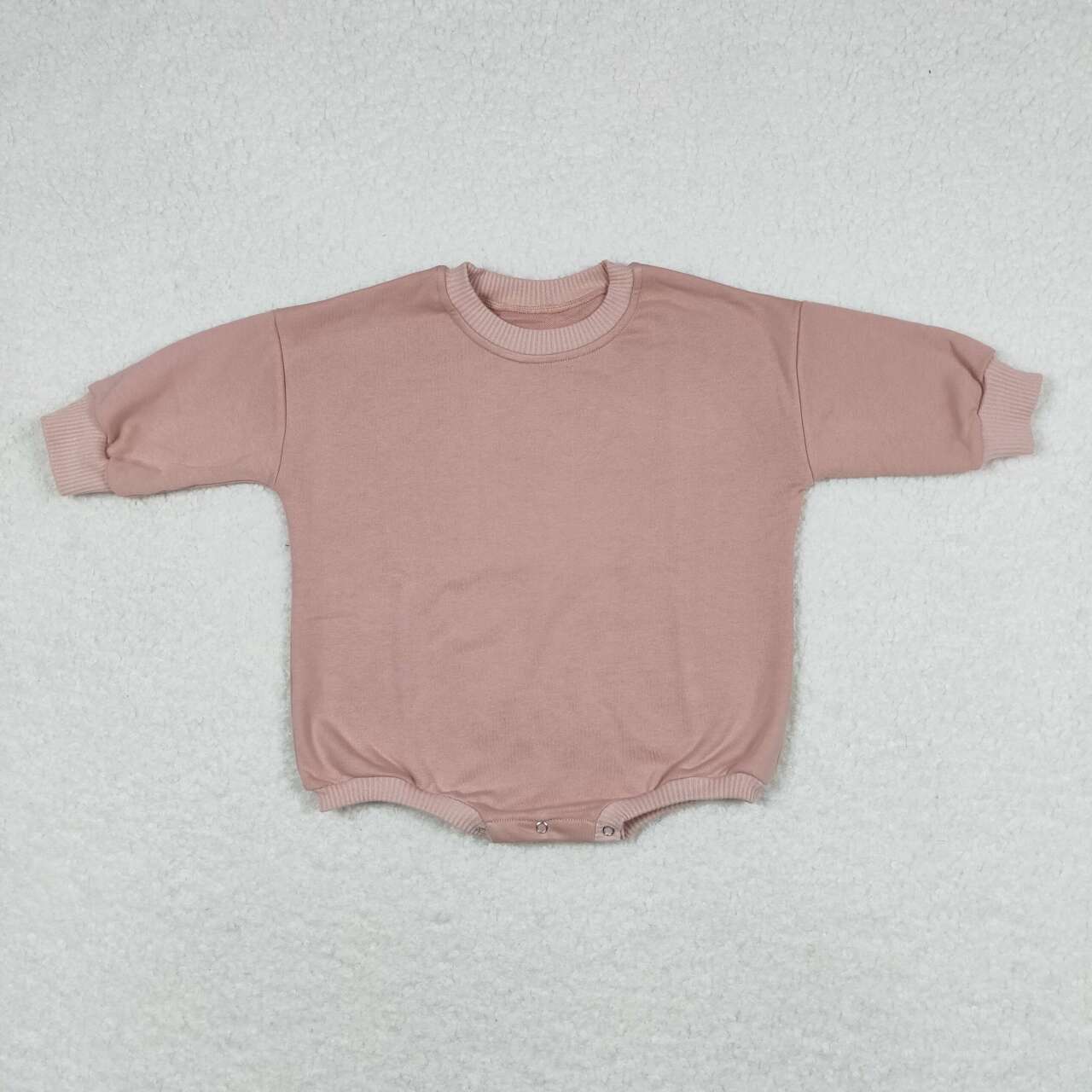 LR0932 light pink cotton long sleeve girls romper