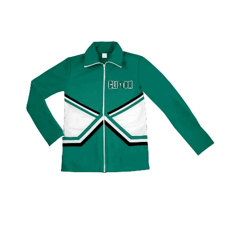 custom style football green long sleeve zipper boys coat