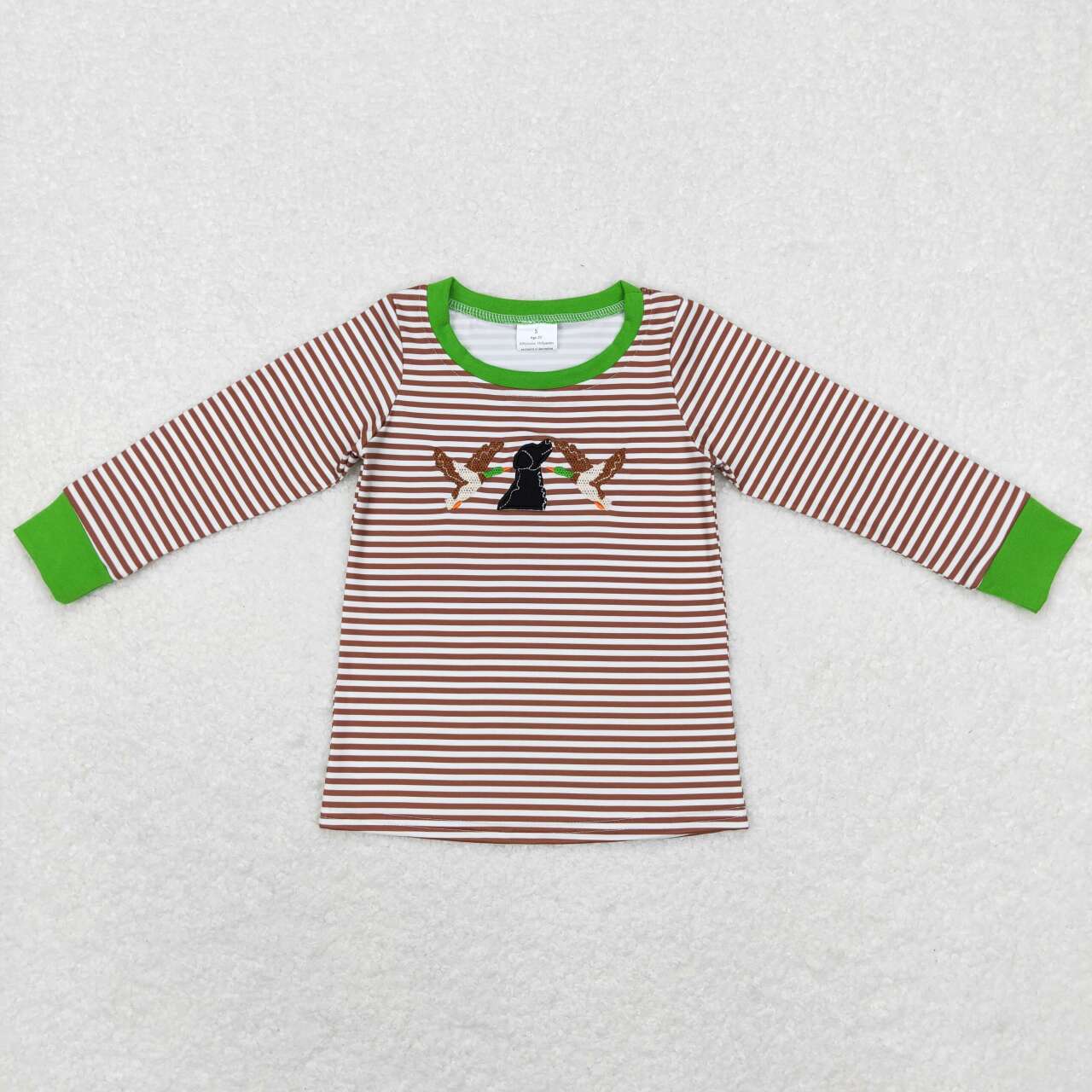 BT0419 Mallard duck dog striped long sleeve boys pullover