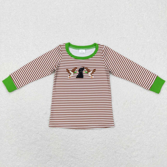 BT0419 Mallard duck dog striped long sleeve boys pullover