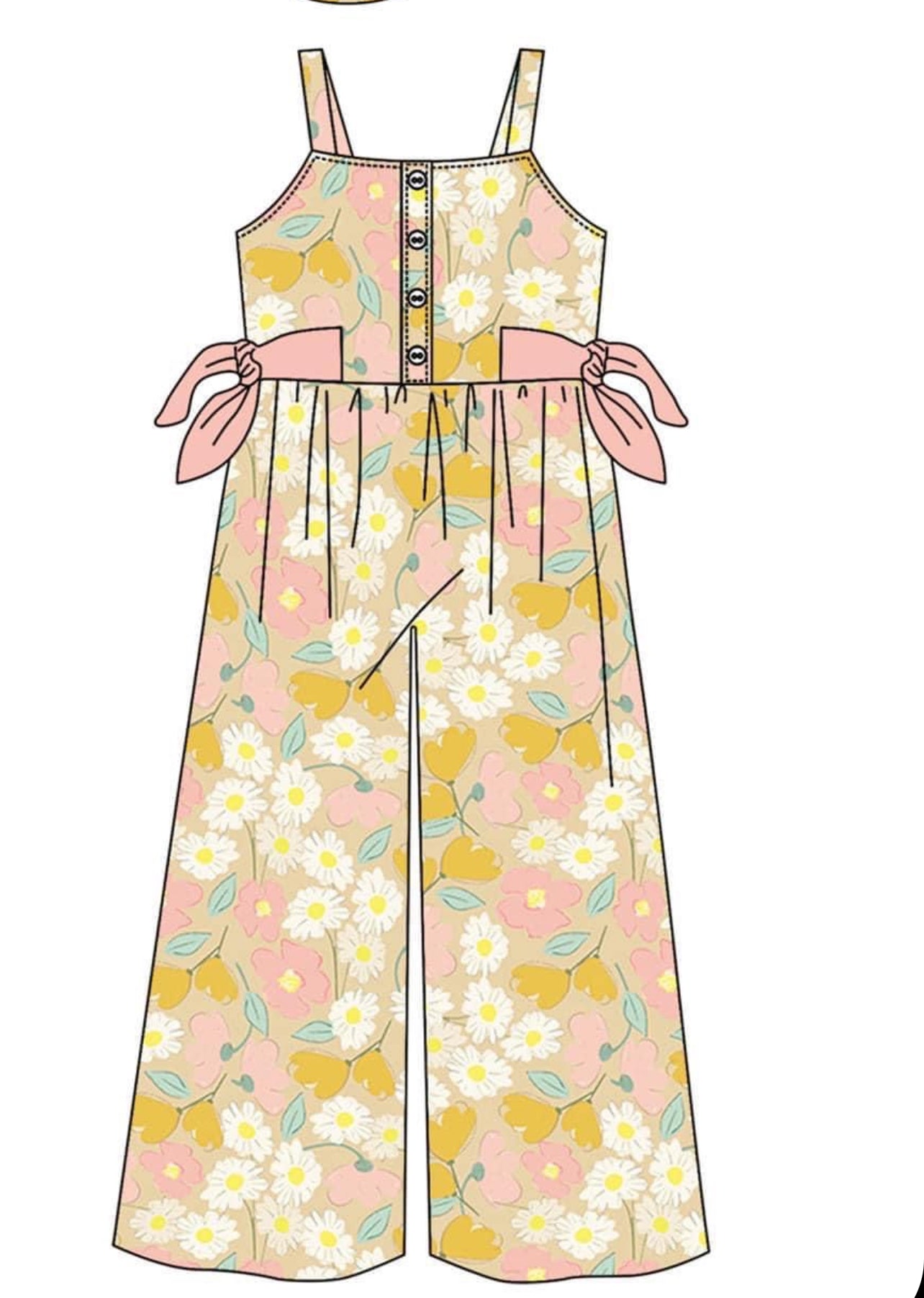 preorder colorful flowers sleeveless yellow girls jumpsuits