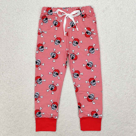 P0479 Halloween skull red striped boys pants