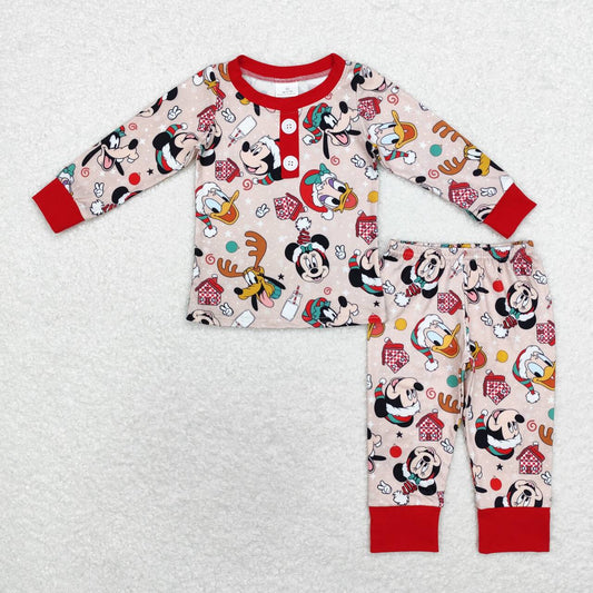 BLP0650 Christmas cartoon M red long sleeve pants boys pajamas