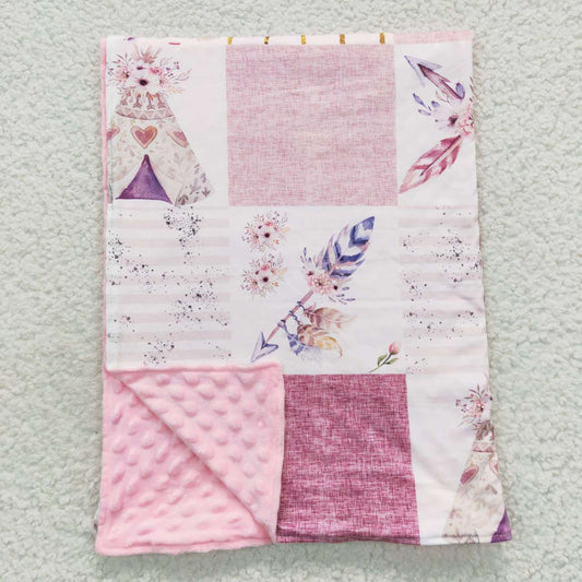 BL0066 Flowers pink baby blanket