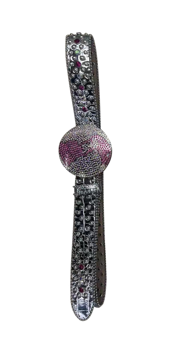 preorder GB0014 Pink Rhinestone Black Kids Belt