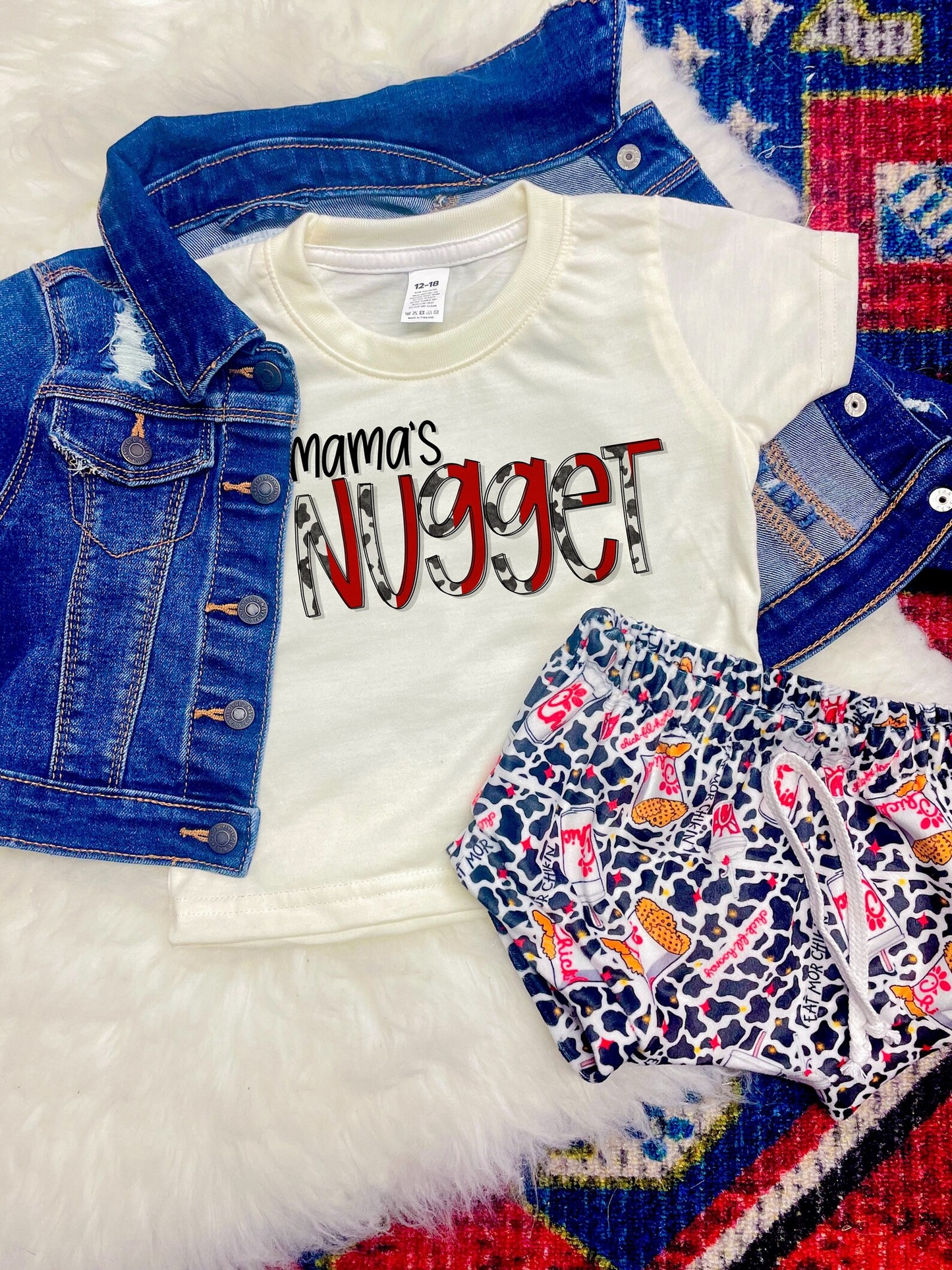 preorder GBO0336 mama's nvgget chips cow print short sleeve girls bummies set
