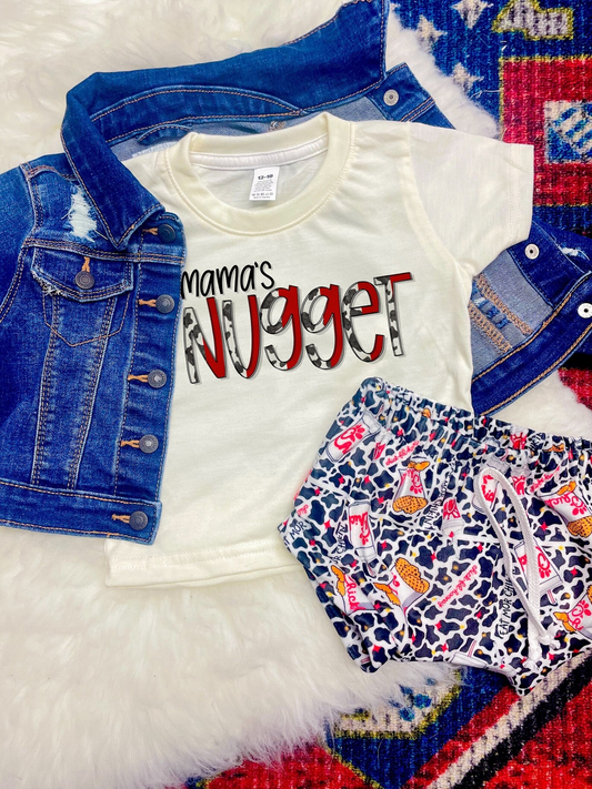 preorder GBO0336 mama's nvgget chips cow print short sleeve girls bummies set